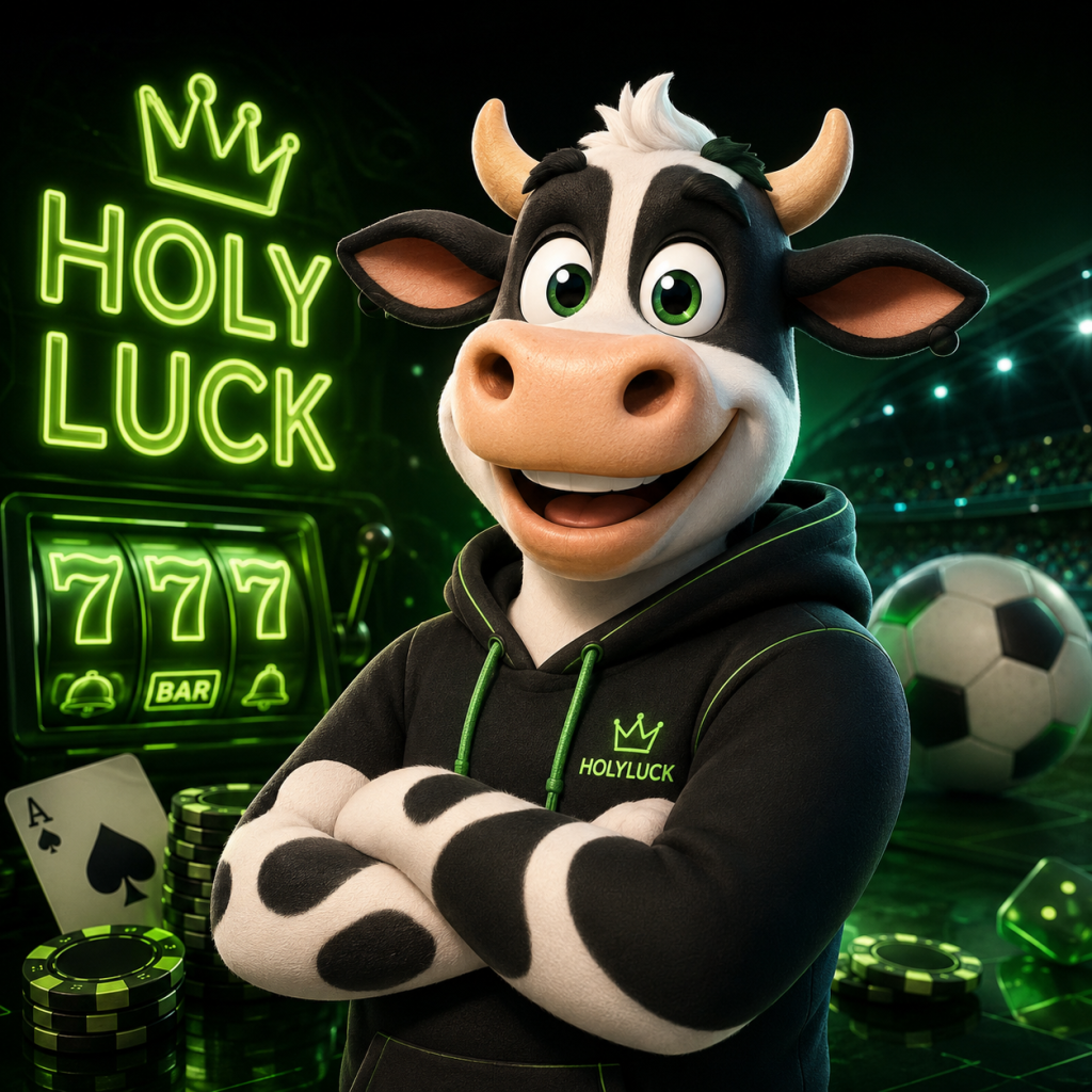 Holyluck– engleagtig ko med vinger og glorie i grønt lys